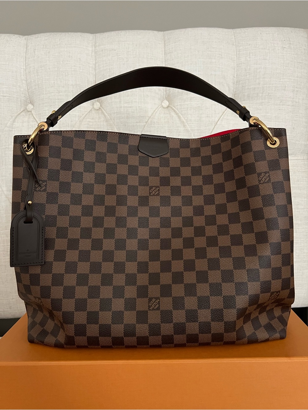 Louis Vuitton Graceful MM Damier Ebene Shoulder Bag - New With Dustbag & Box